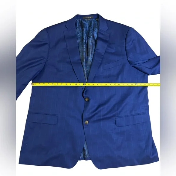 ⭐️SOLD⭐️ Old Money Paisley Lined Slim Fit Blue 100% Wool Suit Indochino 2-Piece - Picture 13 of 16